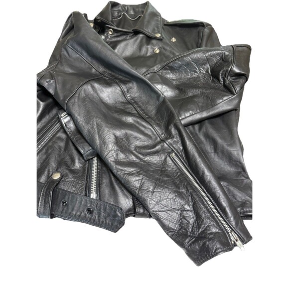 VTG Men’s Leathercraft Motorocycle Motto Jacket Size 44 YKK Zipper Biker Punk - Picture 7 of 16